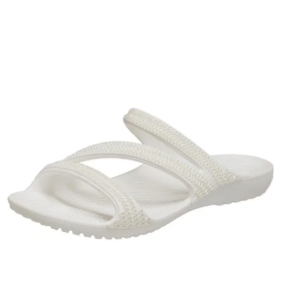 Crocs Kadee II Jewels Strappy Diamante White Sandals Women's Size 9 New - Picture 2 of 7